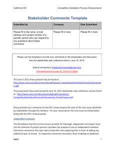 Comments Template - Competitive Solicitation