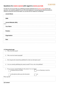 Questionnaire A - Elsevier Publishing Solutions