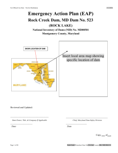 Model EAP for High Hazard Dam - Maryland Department of the