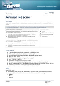 Activity Animal Rescue Key Learning Students will develop a deeper