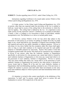 Circular regarding issue of N.O.C. under Urban Ceiling Act, 1976