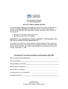 The University of Toronto Law Alumni Association NOTICE OF
