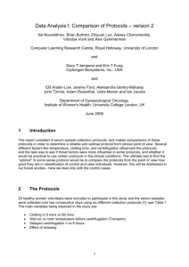 Data Analysis I: Comparison of Protocols