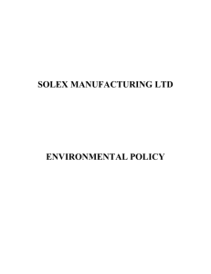 Environmental Policy - Solex Manufacturing