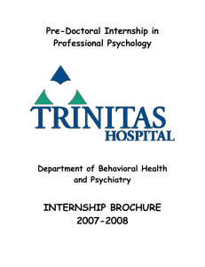 PRE-DOCTORAL INTERNSHIP IN PROFESSIONAL PSYCHOLOGY