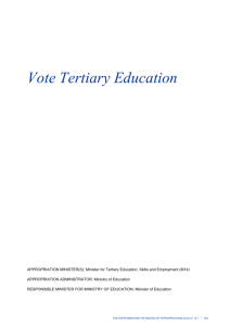 Vote Tertiary Education - Supplementary Estimates of