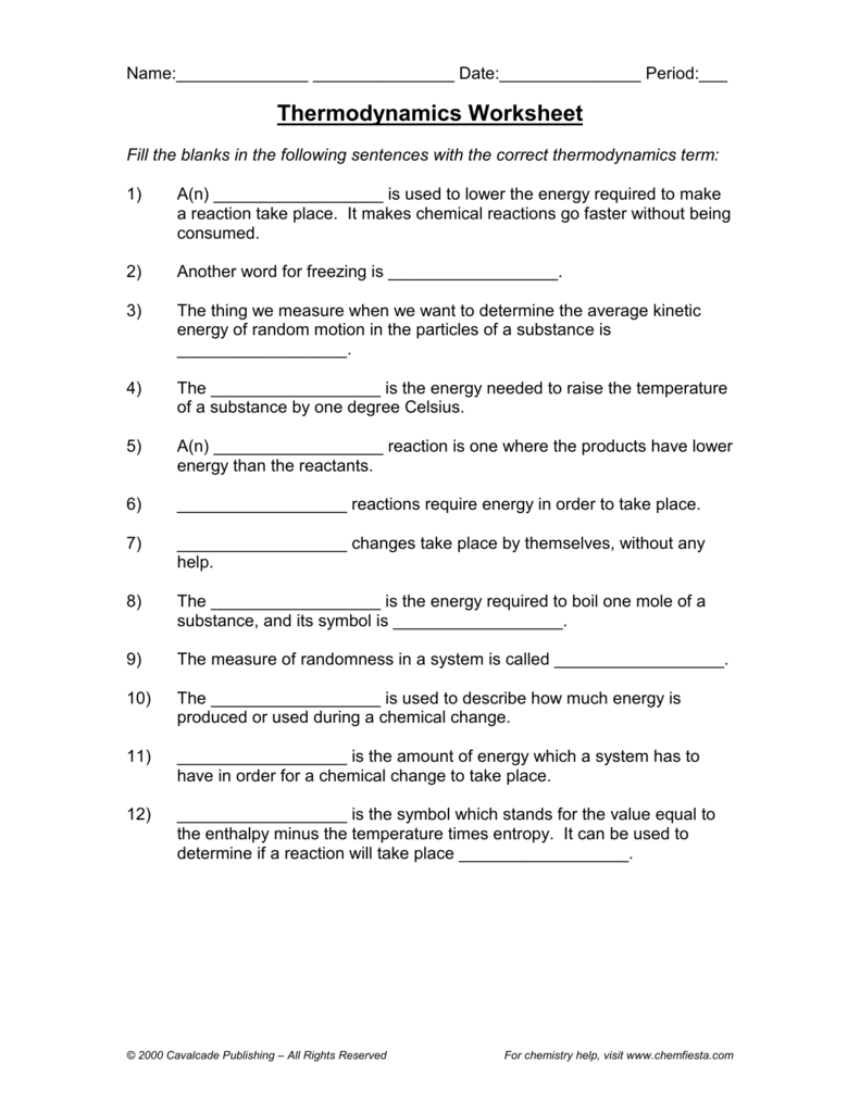 Thermodynamics Worksheet 8 4 Thermodynamics Pdf Power Point Presentation Worksheet Quiz And 