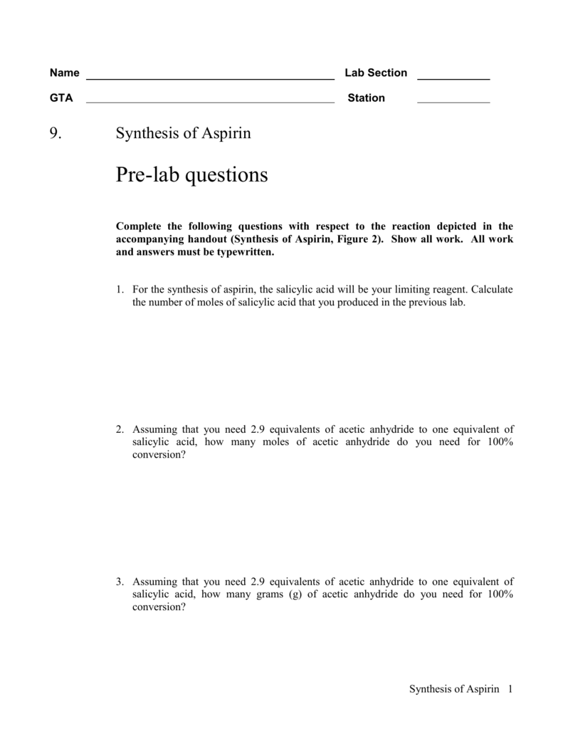 theoretical yield of aspirin synthesis