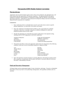 Therapeutics/EBM Module Student Curriculum Pharmacotherapy