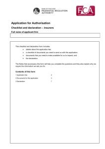 bank checklist and declaration form