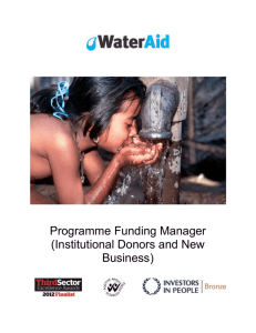 Programme Funding Manager (Institutional Donors and