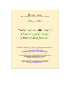 “What justice after war ? Elements for a theory of transitional justice.”