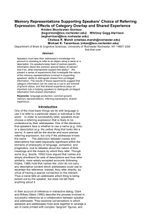 Memory Representations Supporting Speakers` Choice - E