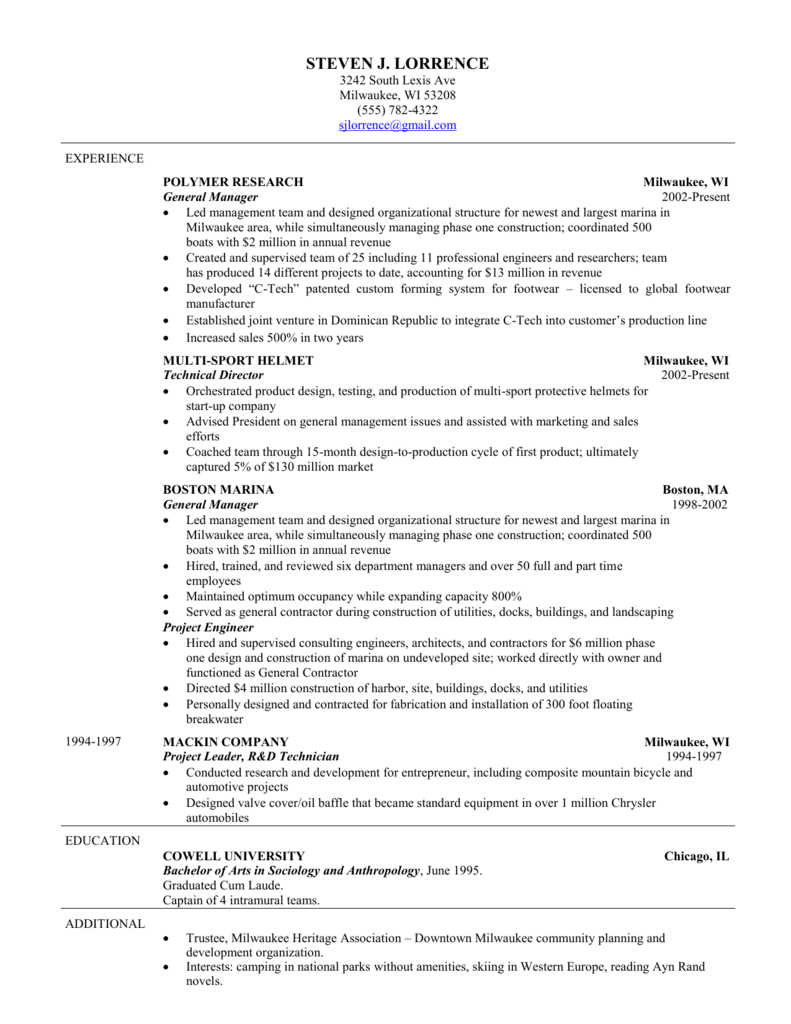 stanford university resume examples