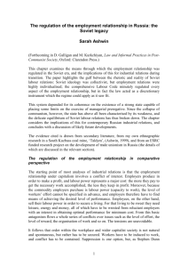 The regulation of the employment relationship in Russia: the Soviet