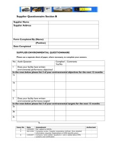 supplier appraisal questionnaire b - environmental
