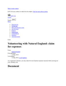 Volunteering with Natural England: claim for expenses