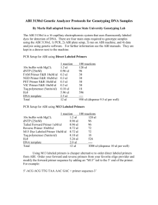 ABI 3130xl Genetic Analyzer Protocols