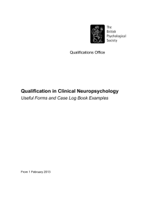 Enrolment Form for the Qualification in Clinical Neuropsychology