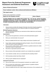 The Report Form used by External Examiners