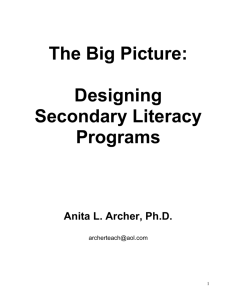Secondary Literacy Planning