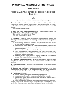 The Punjab Prohibition of Sheesha Smoking Bill 2014