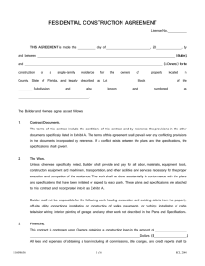 RESIDENTIAL CONSTRUCTION AGREEMENT