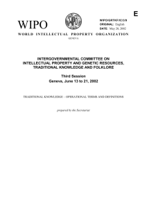 WIPO/GRTKF/IC/3/9: Traditional Knowledge