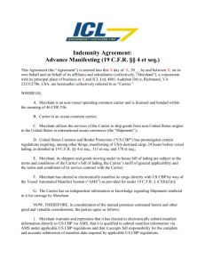 Carrier Indemnity Agreement - Independent Container Line