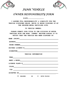 JUNK VEHICLE OWNER RESPONSIBILITY FORM