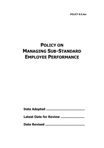 Policy 8.9 - Managing Sub-Standard Employee Performance