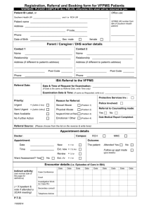 Registration and booking form for VFPMS patients