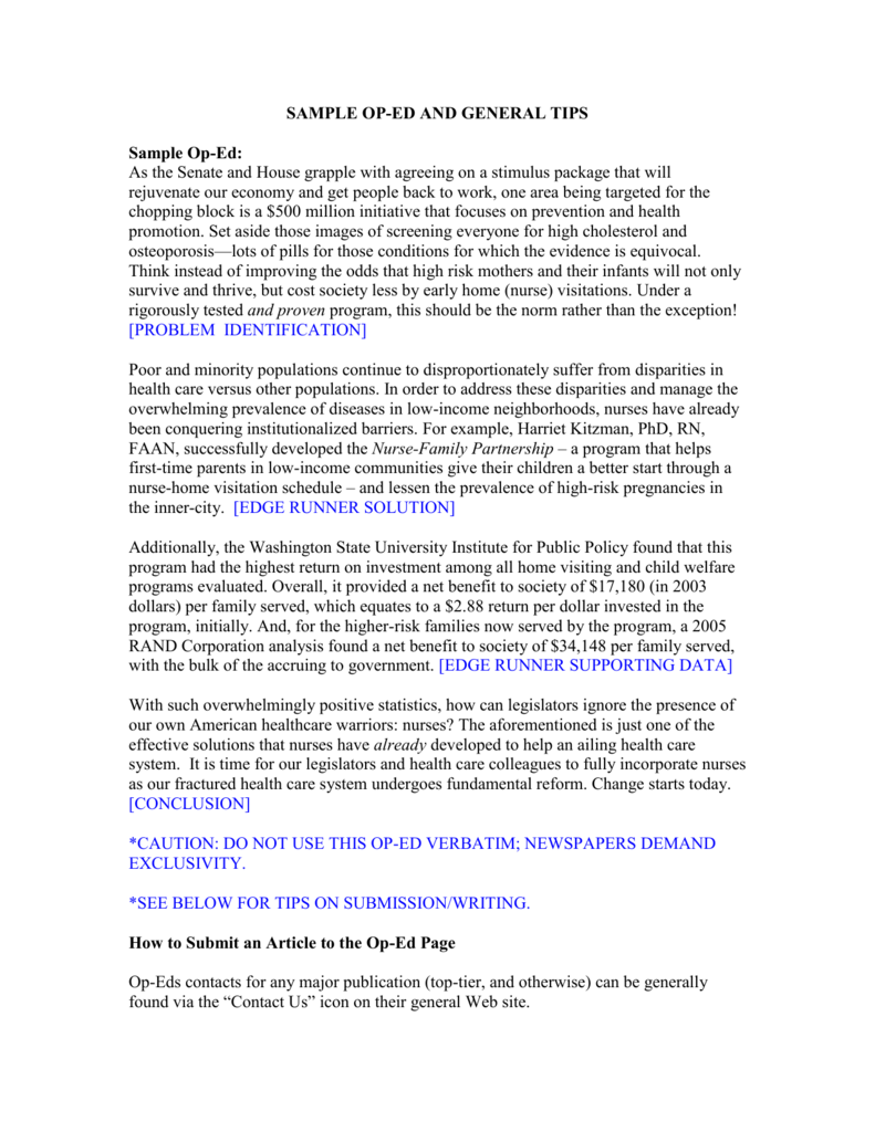 Op Ed Template And Guidelines