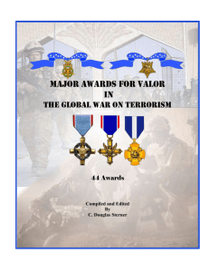 Major Awards for Valor in the War on Terrorism