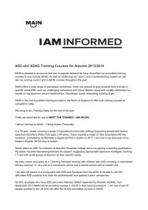 ASD and ADHD Training Courses for Autumn 2013