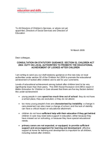 New Education Duty - letter from Lord Filkin