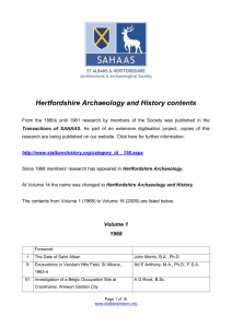 Herts Archaeology -- Contents - St Albans and Hertfordshire