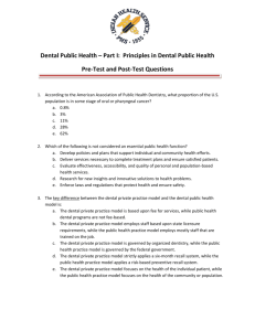 Principles in Dental Public Health - Part I - Test Questions