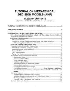 Manual for Building AHP Decision Models