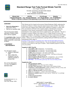 Standard Range Test Tube Format Nitrate Test Kit Instructions: 100