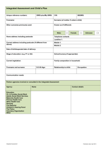 Integrated Assessment and Child`s Plan