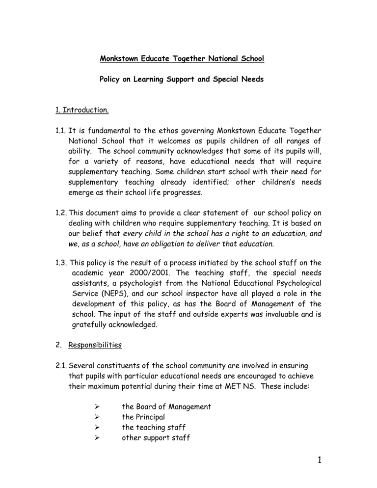 Special Educational Needs Policy METNS