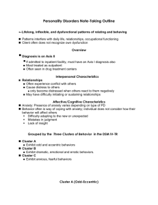 Personality Disorders Note-Taking Outline