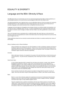 Language and the BSA: Ethnicity & Race