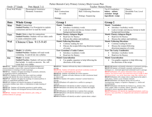 Parker-Bennett-Curry Primary Literacy Block Lesson Plan