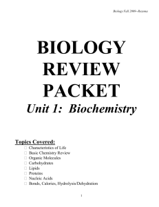 BIOLOGY REVIEW PACKET
