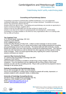 Counselling Info Sheet - Cambridgeshire and Peterborough CCG