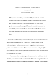 `Linguistic Understanding and Knowledge` (forthcoming)