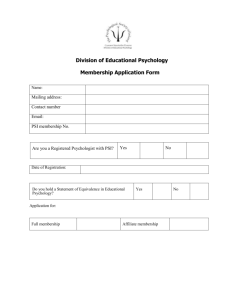 DEP Membership Application Form - Psychological Society of Ireland