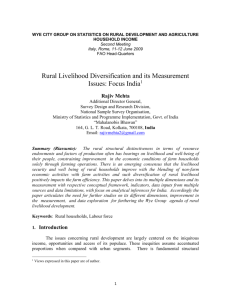 Rural Livelihood Diversification and its Measurement Issues: Focus